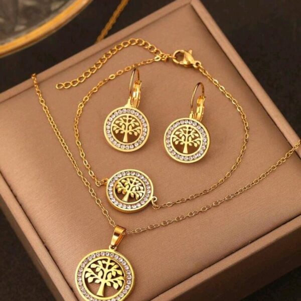 Set de joyería dorada arbol de la vida