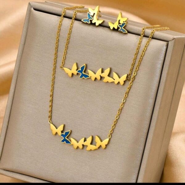 Set de joyería de mariposa azul